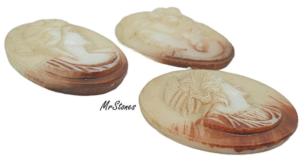 Cameos 3 sizes Vintage Glass Flat Back Stones