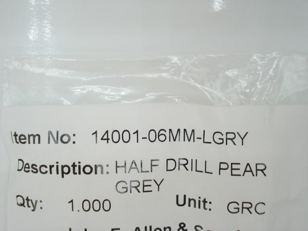 6mm One Hole Half Drilled Glass Light Gray Round Pearl