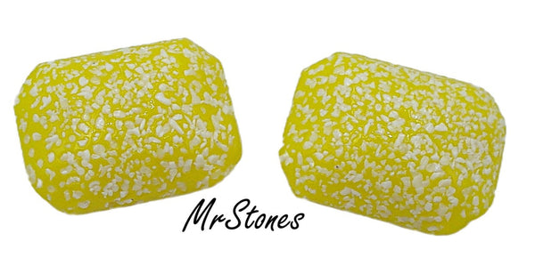 18x13mm (3436) Opaque Yellow White Frit Coated Cushion Octagon Buff Top Doublet