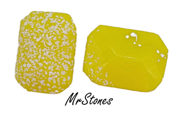 18x13mm (3436) Opaque Yellow White Frit Coated Cushion Octagon Buff Top Doublet