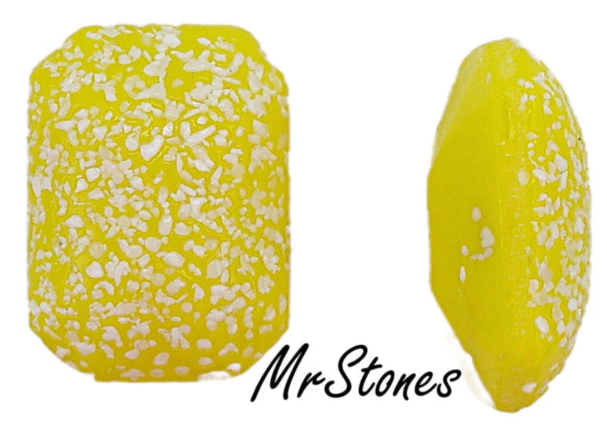 18x13mm (3436) Opaque Yellow White Frit Coated Cushion Octagon Buff Top Doublet