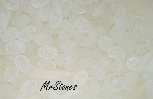 14x10mm Crystal Quartz Scarab Glass Oval Cabochon