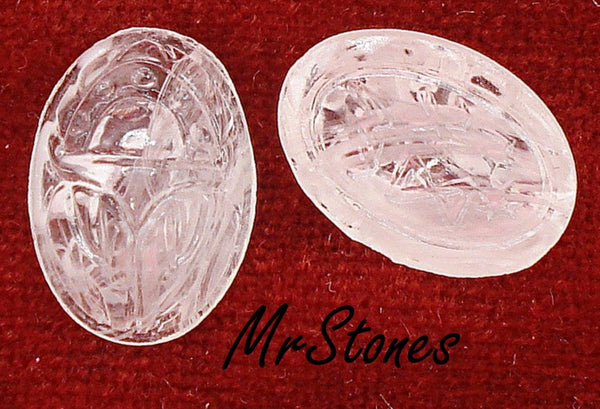 14x10mm Crystal Quartz Scarab Glass Oval Cabochon