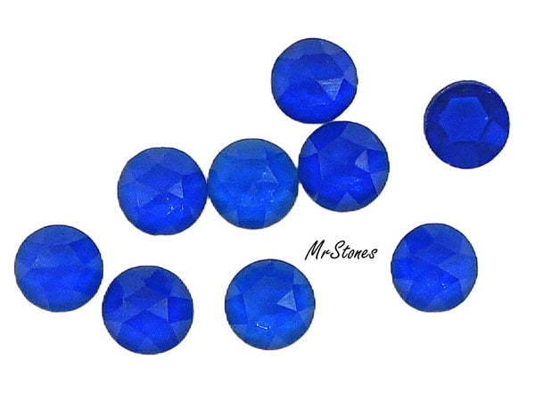 5mm (2020) Cobalt Blue Round Rauten Rose Cut Fully Faceted Top Flat Back Unfoiled