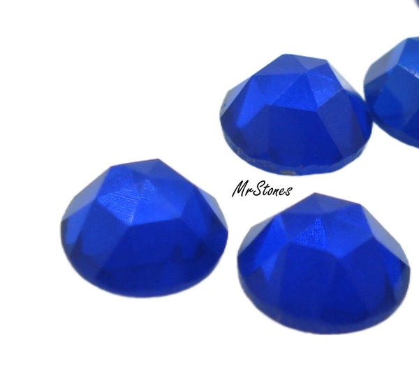 5mm (2020) Cobalt Blue Round Rauten Rose Cut Fully Faceted Top Flat Back Unfoiled