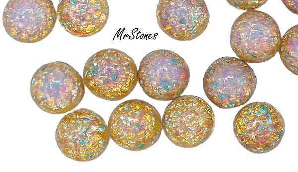 7mm (1684) Fire Opal Round Cabochon Glass Japan