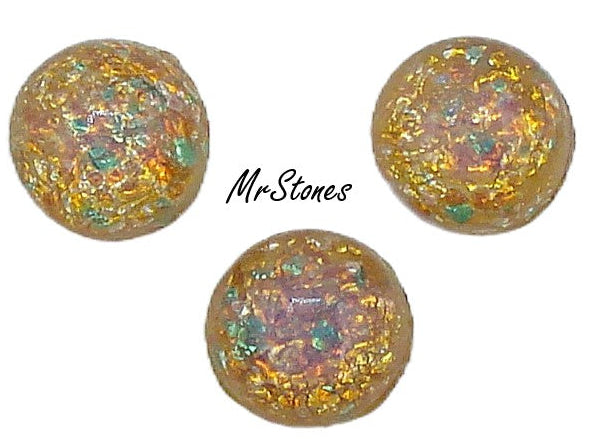 7mm (1684) Fire Opal Round Cabochon Glass Japan