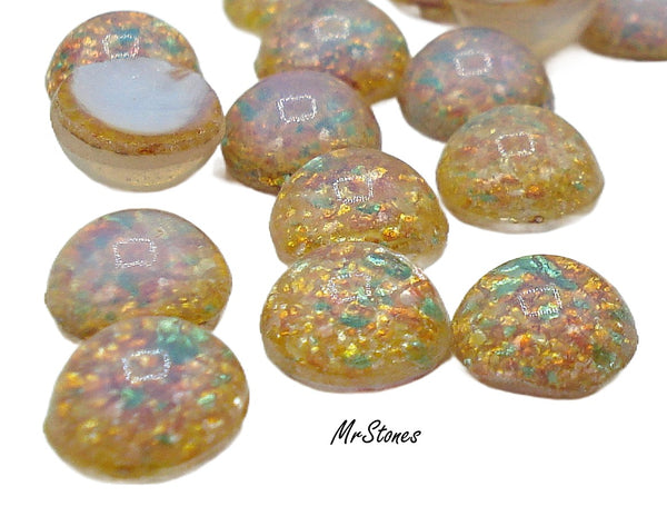7mm (1684) Fire Opal Round Cabochon Glass Japan