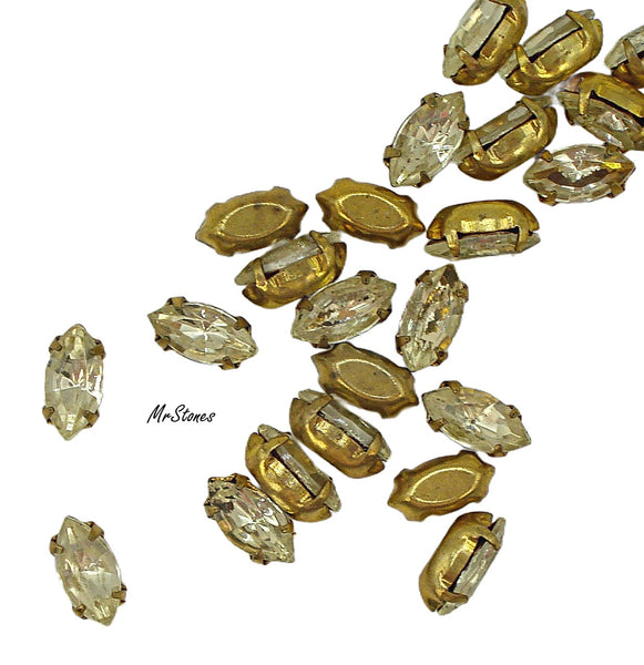 8x4mm (F4200) M/C Jonquil Marquise Navette Brass 4 prong Setting