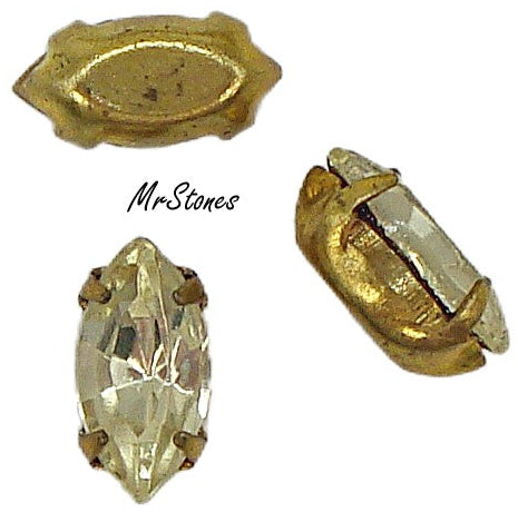 8x4mm (F4200) M/C Jonquil Marquise Navette Brass 4 prong Setting