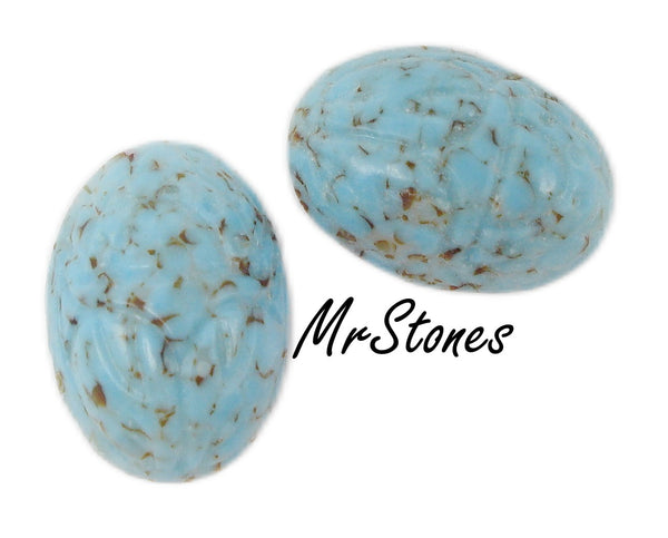 14x10mm Scarab Turquoise Brown Matrix Oval Cabochon
