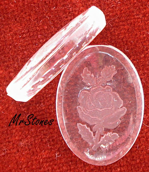 18x13mm Crystal Clear Intaglio Rose Flower Oval Glass Flat Back