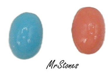 7x5mm (2195) Glass Turquoise or Coral Oval Cabochon with Plugs Used in Trifari Pieces