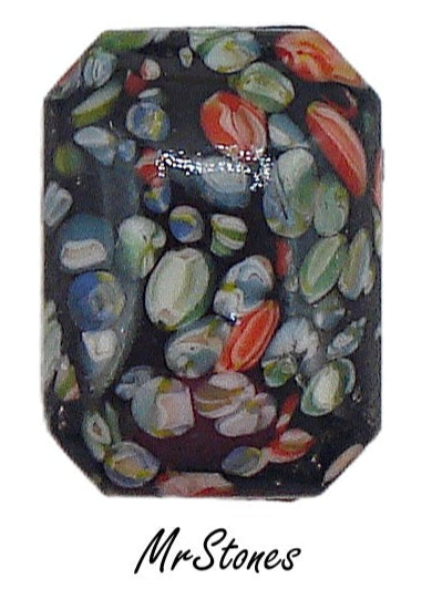 18x13mm (2647) Jet Mosaic Cushion Octagon Cabochon Flat Back