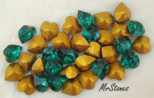 8x8.8mm (4800) Emerald Green Heart Shape Swarovski KS Co.