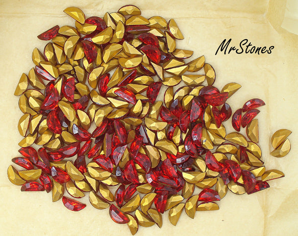 10x5mm (4728/2) TTC Siam Red Half Moon Shape West German