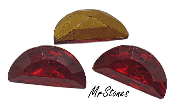 10x5mm (4728/2) TTC Siam Red Half Moon Shape West German