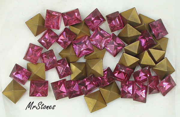 12mm (4400/2) TTC Czech Rose Pink Square Shape