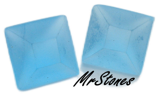 6mm (4400/2) Frosted Matte Finish Aqua Square Shape Un-foiled