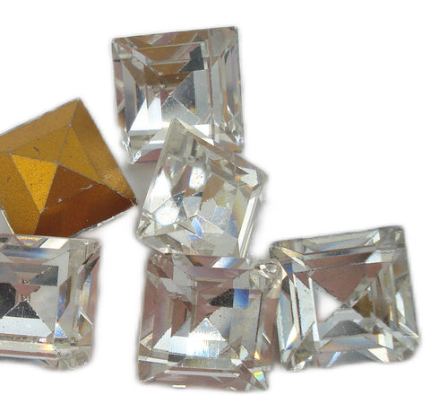 9mm (4410) Step Cut Crystal Clear Square Rhinestone M/C  Off Cut