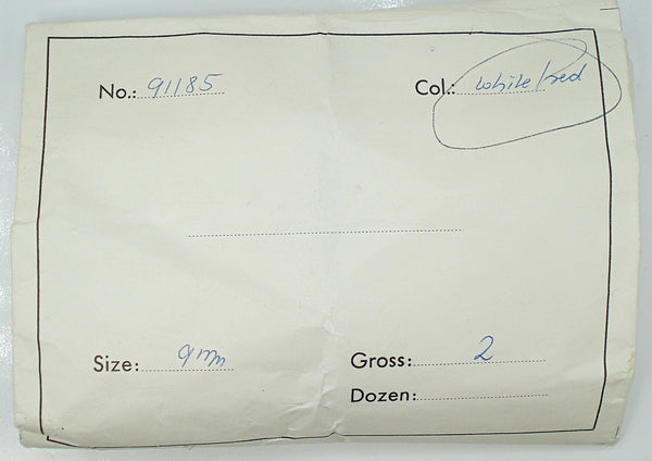 9mm 8.8mm Round Glass Cabochon White with Red Indented Hearts West German