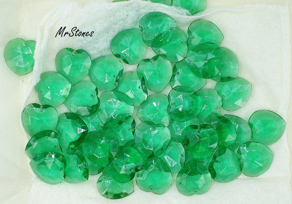 17x16mm Glass Heart Shape Peridot Green Hole Dangle Pendant or Earrings