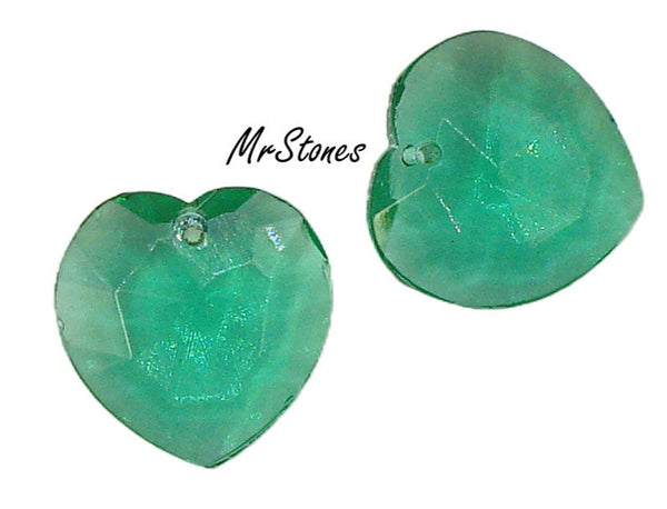 17x16mm Glass Heart Shape Peridot Green Hole Dangle Pendant or Earrings