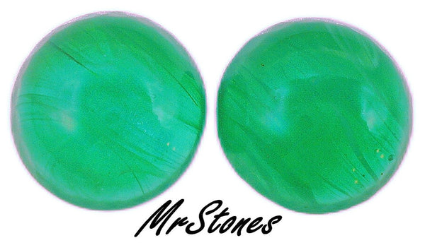 15mm (1684) Flawed Quartz Emerald Round Cabochon Japan