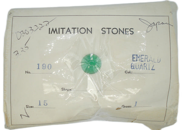 15mm (1684) Flawed Quartz Emerald Round Cabochon Japan