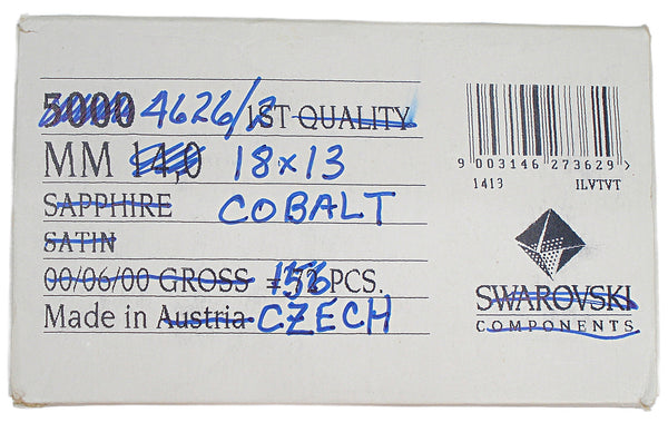 18x13mm (4626/2) TTC Czech Cobalt Blue Cushion Octagon