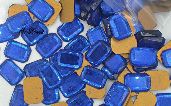 18x13mm (2628) Rich Cobalt Blue Cushion Octagon Flat Back Scissor Side Facets