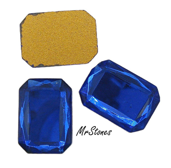 18x13mm (2628) Rich Cobalt Blue Cushion Octagon Flat Back Scissor Side Facets