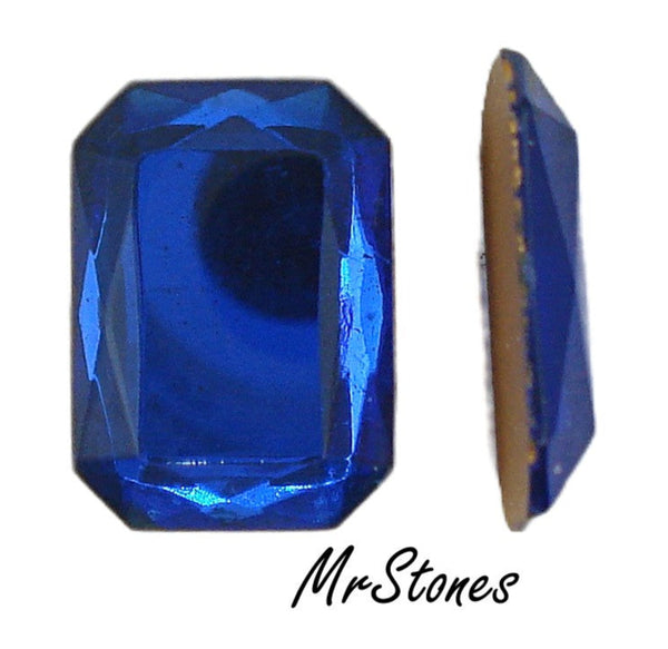 18x13mm (2628) Rich Cobalt Blue Cushion Octagon Flat Back Scissor Side Facets