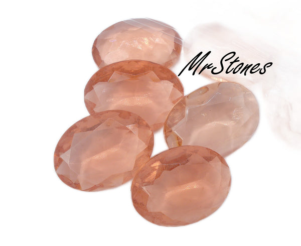 25x18mm (4130) TTC Peach Pink Oval Un-Foiled Pointed Back