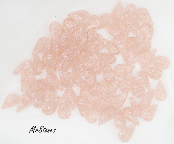 13x7.8mm (3101) Rose Pink Crackle Pear Shape Teardrop Buff Top Doublet
