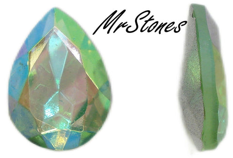 18x13mm (4320/2) Peridot AB Pear Pendeloque Shape West Germany