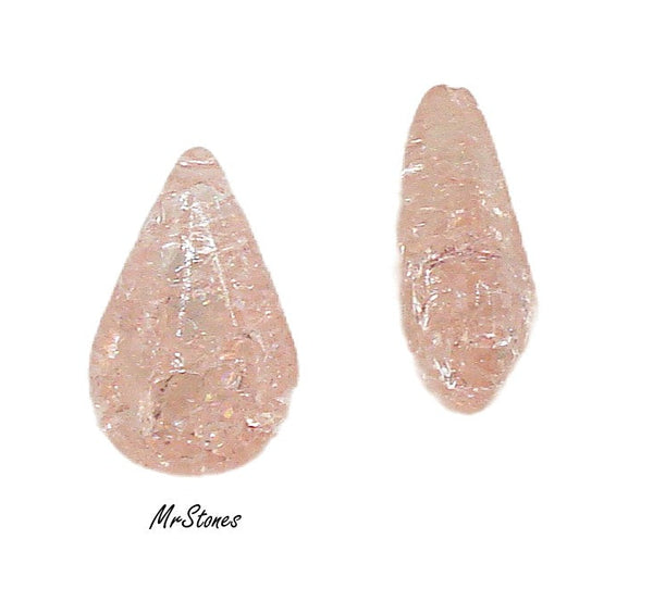 13x7.8mm (3101) Rose Pink Crackle Pear Shape Teardrop Buff Top Doublet