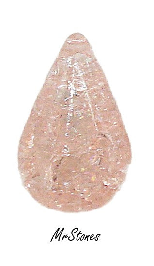 13x7.8mm (3101) Rose Pink Crackle Pear Shape Teardrop Buff Top Doublet