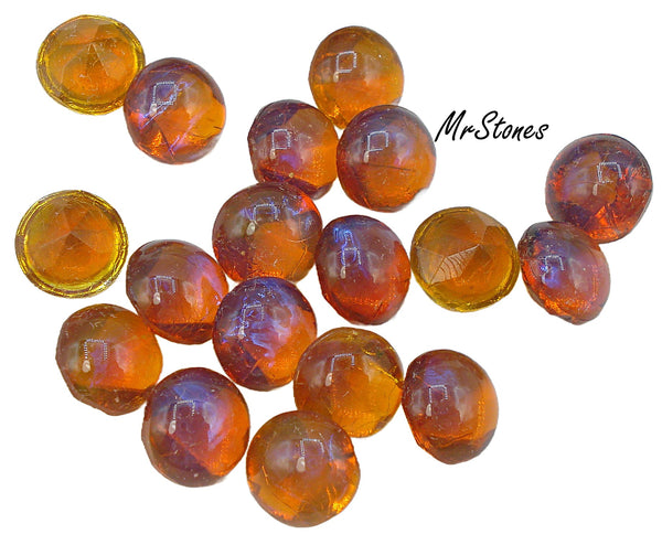9mm (3189) (42ss) Old Dragons Breath Mexican Opal Orange Round Buff Top Doublet Unfoiled
