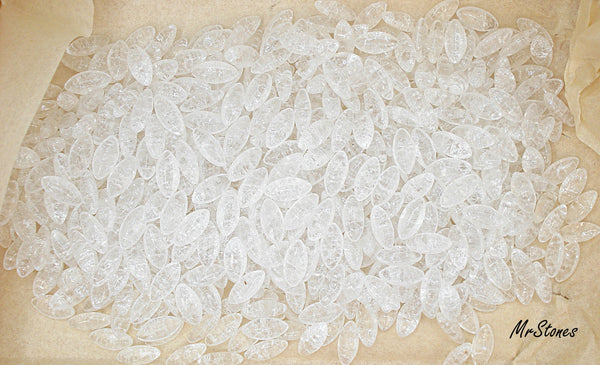 10x5mm (3146) Crystal White Crackle Marquise Navette Buff Top Doublet 1pc or 10pc
