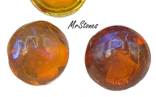 9mm (3189) (42ss) Old Dragons Breath Mexican Opal Orange Round Buff Top Doublet Unfoiled