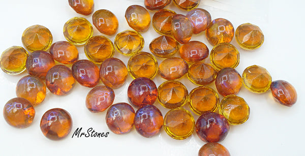 9mm (3189) (42ss) Old Dragons Breath Mexican Opal Orange Round Buff Top Doublet Unfoiled