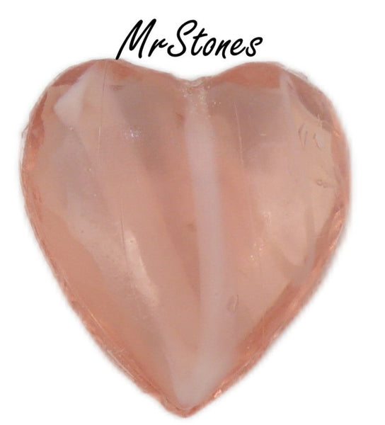 15x14mm (2800) Flawed Rose Pink Heart Shape Faceted Trim Dome Top/Back