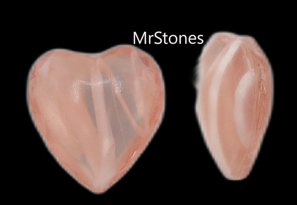 15x14mm (2800) Flawed Rose Pink Heart Shape Faceted Trim Dome Top/Back