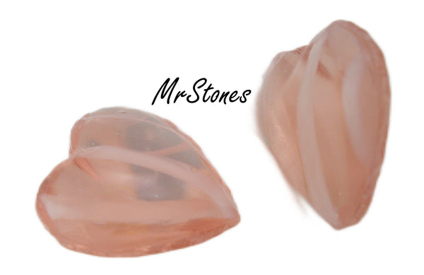 15x14mm (2800) Flawed Rose Pink Heart Shape Faceted Trim Dome Top/Back
