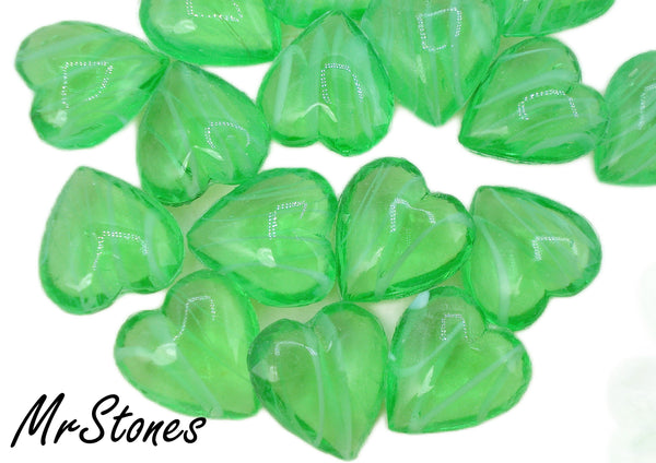 15x14mm (2800) Flawed Emerald Green Heart Shape Faceted Trim Dome Top/Back