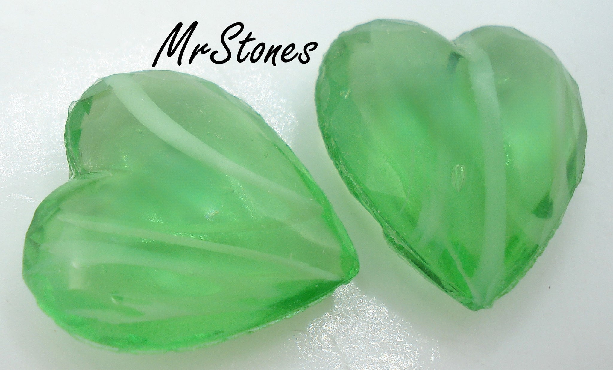 15x14mm (2800) Flawed Emerald Green Heart Shape Faceted Trim Dome Top/Back