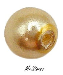 6mm Gold Color Glass Pearl Round Half Drilled One Hole