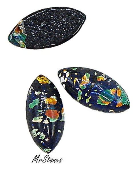 15x7mm (3175) Black Opal Marquise Navette Cabochon Czech
