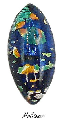 15x7mm (3175) Black Opal Marquise Navette Cabochon Czech